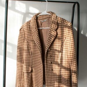 Vintage Brown Houndstooth Women's Blazer